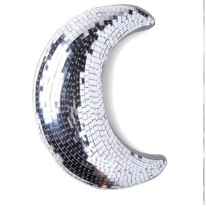 Silver Crescent Moon Disco Pillow